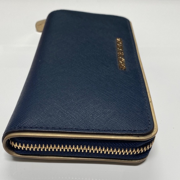 Michael Kors Dark Blue Wallet with Gold Details - Picture 8 of 9